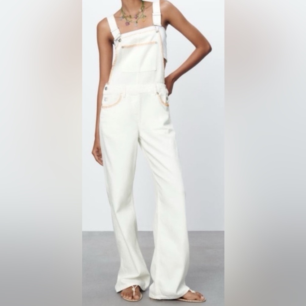 Zara White Overalls with Adjustable Straps